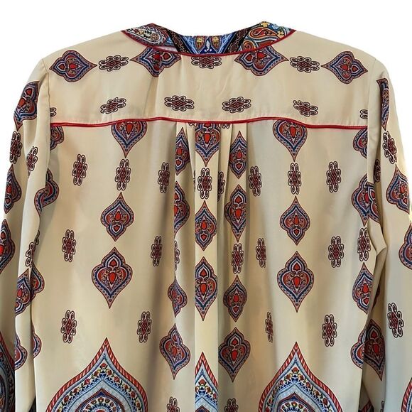 Vintage (tagless) long sleeve v-neck top w/boho print - Picture 8 of 13